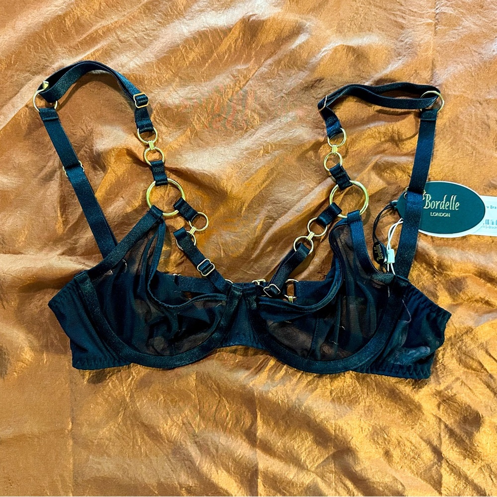 NWT Black Bordelle Kleio Balconette Wire Bra SS XS